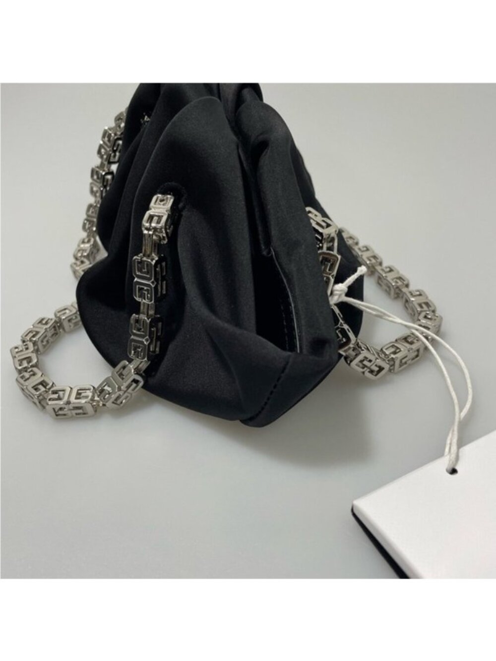 Givenchy Kenny Mini Silk Top Handle Bag Black Silver - Picture 5 of 9